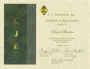 Certification of Appreciation