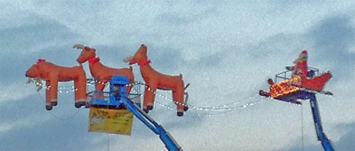 Christmas is over, the presents are delivered, and Santa and his reindeer are exhausted and needing a little help to get in the air for that final trip home.