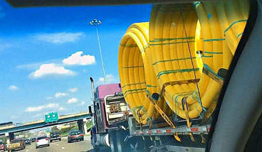 Big Yellow Hoops ahead on the highway.
