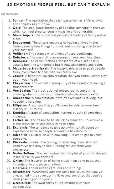 Some words to consider when you're not sure what you're feeling.