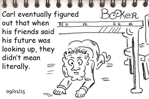 Chewed gum and sore knees were not Carl's idea of the future.